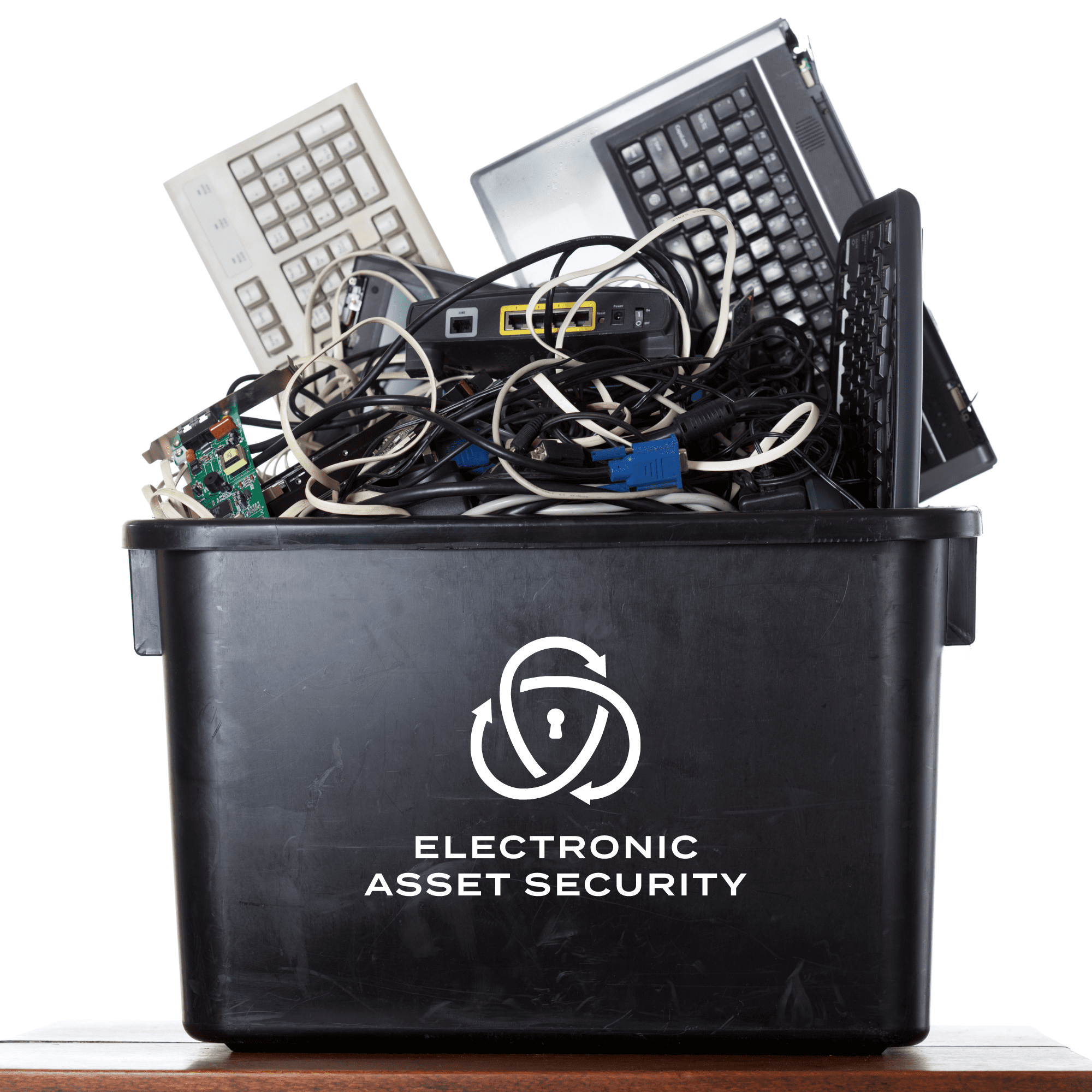 E-Waste in can with logo